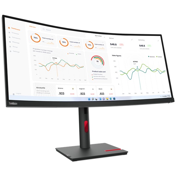 /937cm/34" (3440x1440) Lenovo ThinkVision T34w-30 4ms HDMI DP USB-C Wide Curve Raven Black