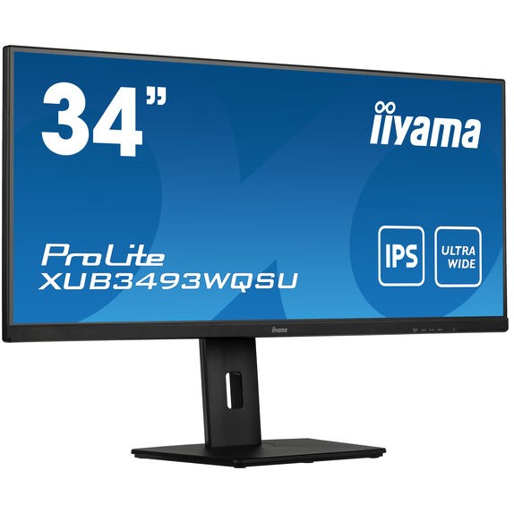 34''/86,4cm (3440x1440) Iiyama 34W LCD Business UWQHD IPS 21:9 4ms HDMI DisplayPort USB 3.0 Height Adj. Stand Speaker